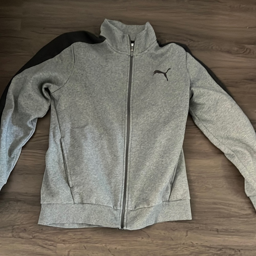 Mens Puma zip hoodie grey large